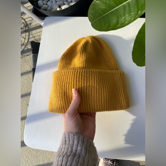 Zara Wool- Blend Beanie in Mustard Yellow - Picture 7 of 7